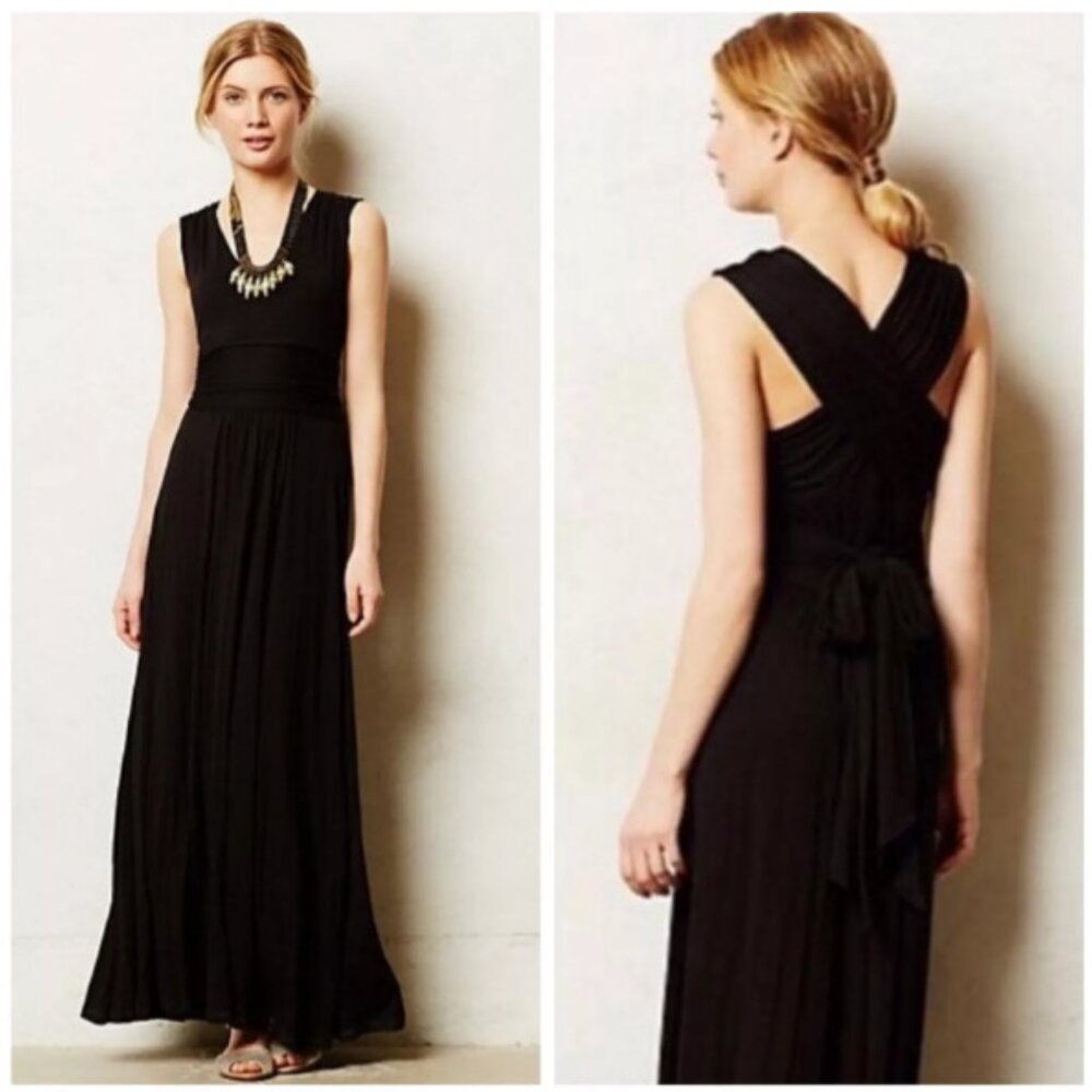 Anthropologie Vanessa Virginia Capuchina Black Maxi Dress | Size XS